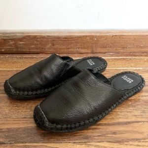 Eileen Fisher Kai black tumbled leather espadrilles